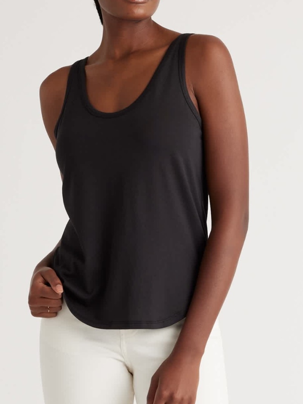 Quince cotton modal double scoop tank black large